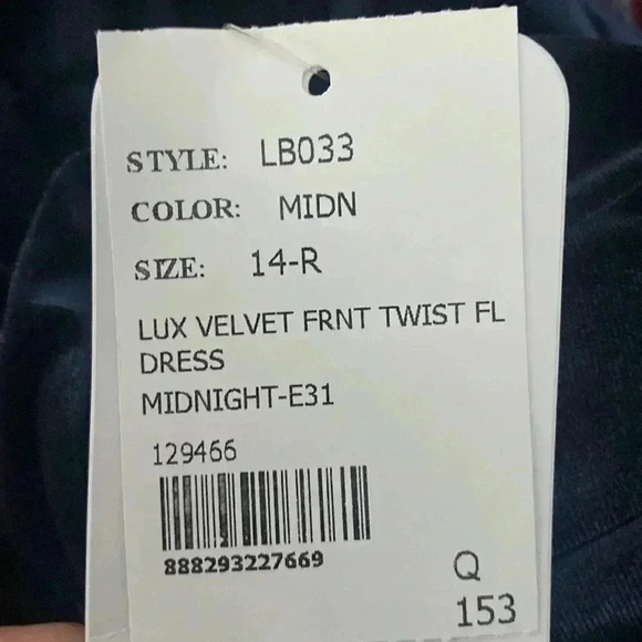 New Lovely Lux Velvet Front Twist Midnight Blue Dress Size 14 - Picture 4 of 5